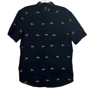 H&M Blue Cheetah Button Up M